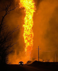 [영상]美 오클라호마서 가스 폭발..50km 밖에서도 불기둥 '활활'