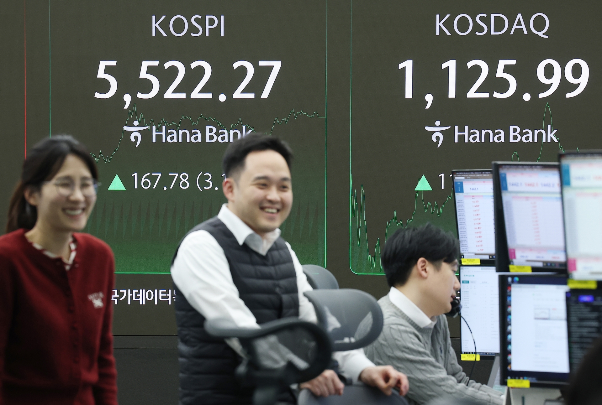 코스피, 사상 첫 5,500선 돌파...날아오른 삼성전자 '18만 전자 눈앞'
